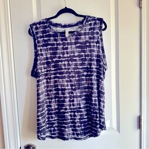 Athleta Breezy Tank - blue and white stripe plus size 2X